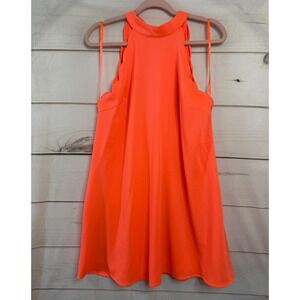 Love Riche Bright Orange Halter Mini Dress